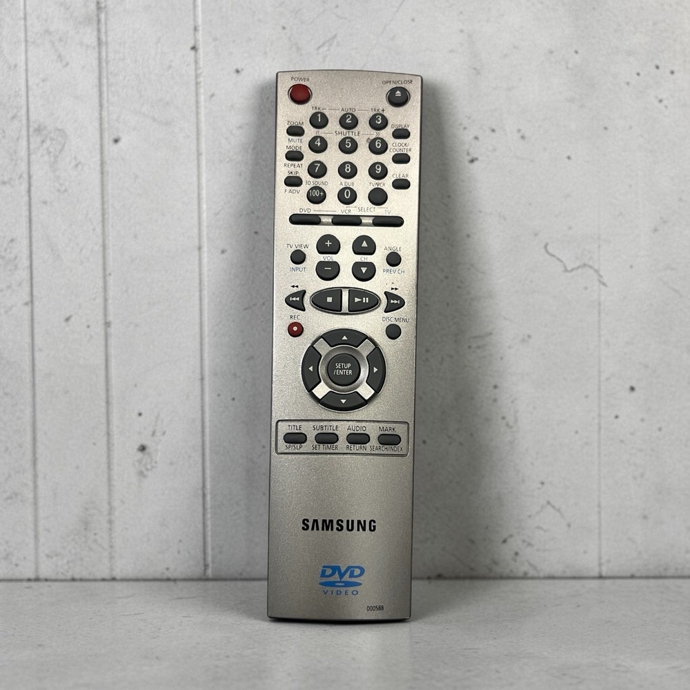 Samsung DVD/VCR Remote Control 00058B Silver Genuine OEM Tested Working